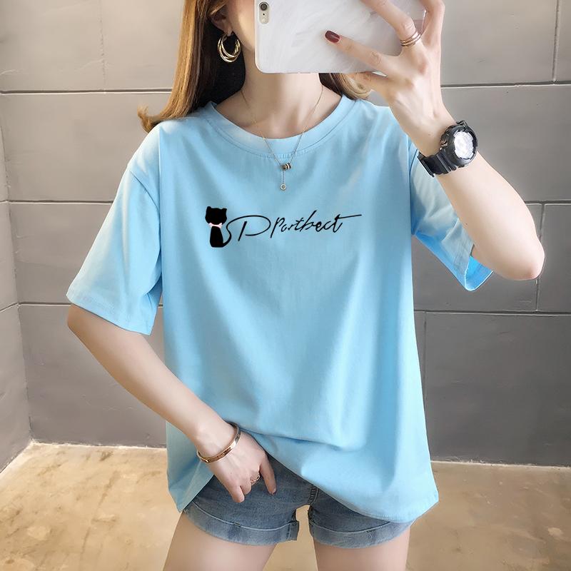 Summer pure cotton Casual loose student T Shirt Women's Y2k Tops Harajuku funny cartoon print Short Sleeve T-shirts Women
