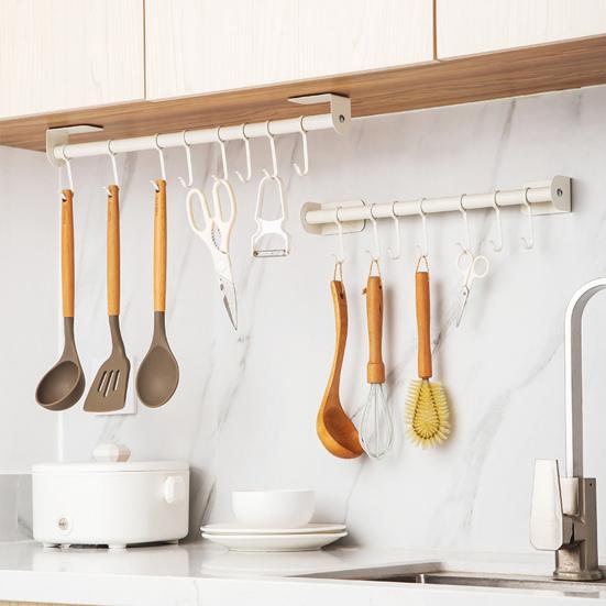 Utensil Rack Wall Mounted Punch Free Movable Hooks Load-bearing Kitchen Utensil Hanger Holder Rack for Home