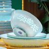 High-Temp Linglong Blue and White Porcelain Dinnerware Set: Elegant Underglaze Bowls & Plates