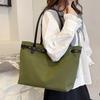 Simple canvas tote bag large capacity belt buckle lazy style casual splicing contrasting color portable shoulder bag