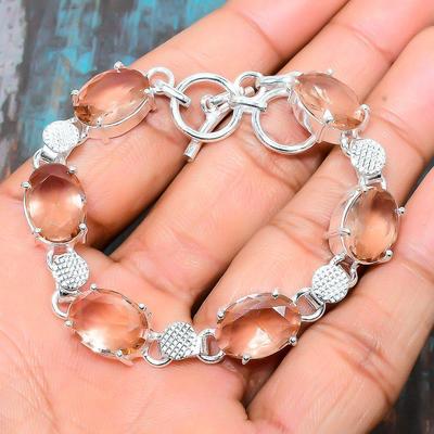 Morganite Gemstone 925 Sterling Silver Handmade Amazing Bracelet
