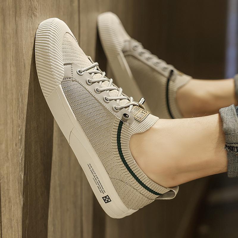 

Men s shoes new fashion British style fly-woven breathable board shoes men s summer Korean version of versatile soft-soled casual lazy tide shoes 44 серый
