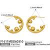 C-Shaped Gold Bead Earrings: European and American Design, Stainless Steel, Thick Gold Plating.