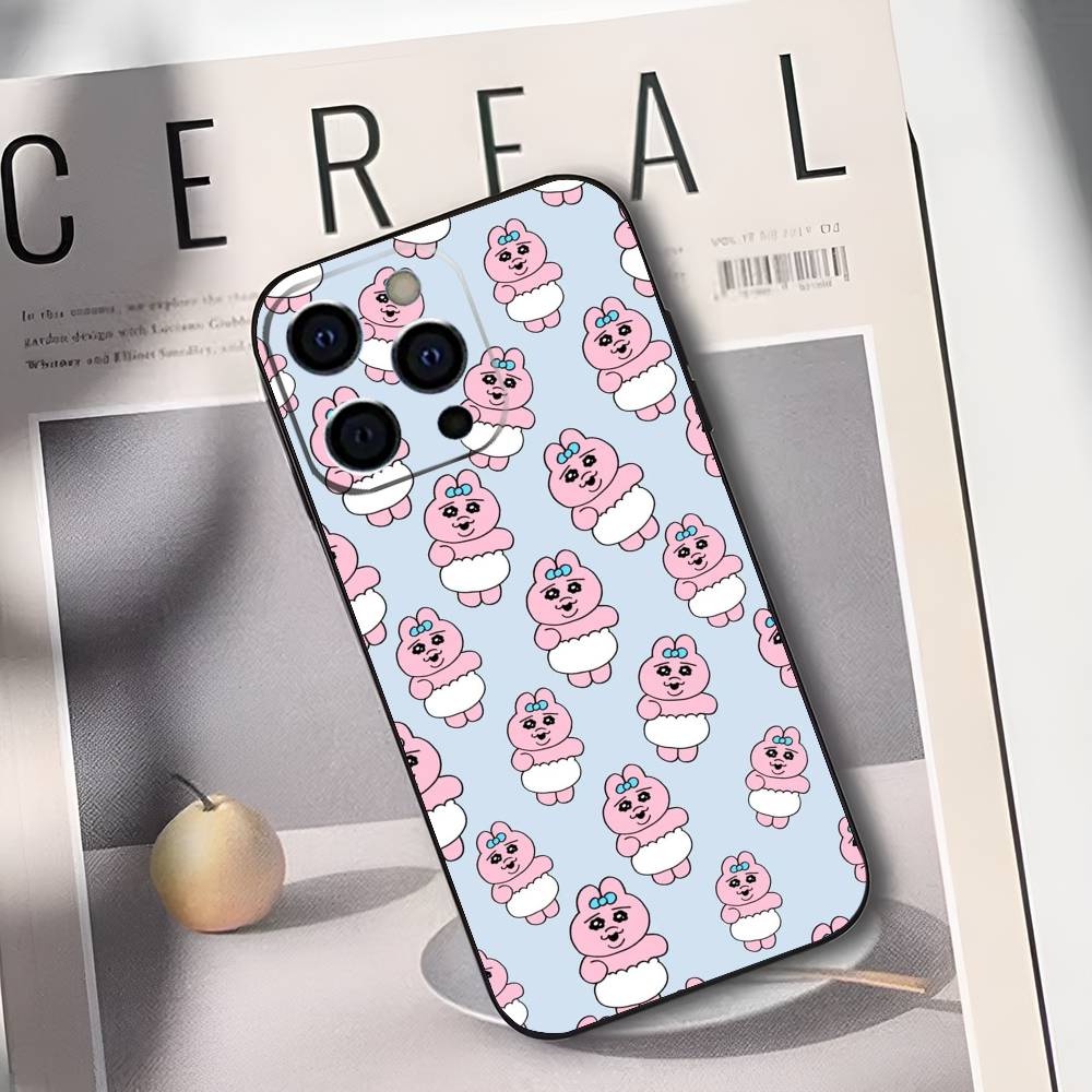 Cartoon O-Opanchu Usagi Phone Case For iPhone 17,16,15,14,13,12,11 Plus,Pro Max,XS,Soft Silicone Black Cover iPhone15promax
