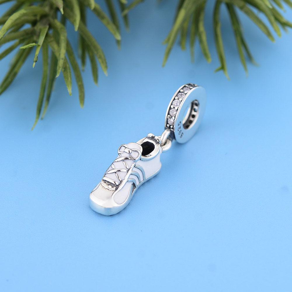 Pan Charms 925 Sterling Silver Runner Shoe Angel Wings Winged Track Sneaker Beads Fit Original Running Bracelet for Berluque New