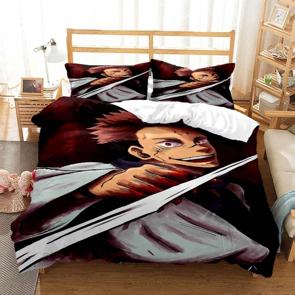 Jujutsu Kaisen Digital Print Polyester Bedding Set Duvet Cover For Boys Teens Anime Bed Sheets
