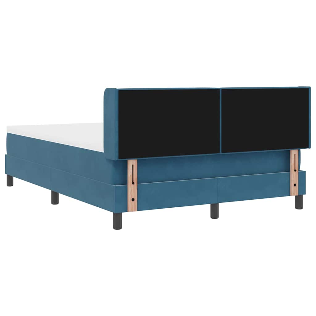 Box Spring Bed with Headboard Dark Blue 200 x 160 cm Velvet