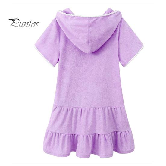 

Детское пляжное платье с капюшоном, защита от солнца, рюшами, лоскутным подолом, сплошной цвет, застежка-молния, короткие рукава, плиссированные купальники для девочек, купальник для бассейна 150CM фиолетовый