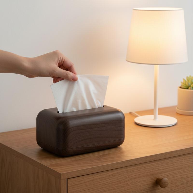 Tissue Box Imitation Wooden Tissue Case Classic Living Room Decor Large Capacity Tabletop Paper Storage Box