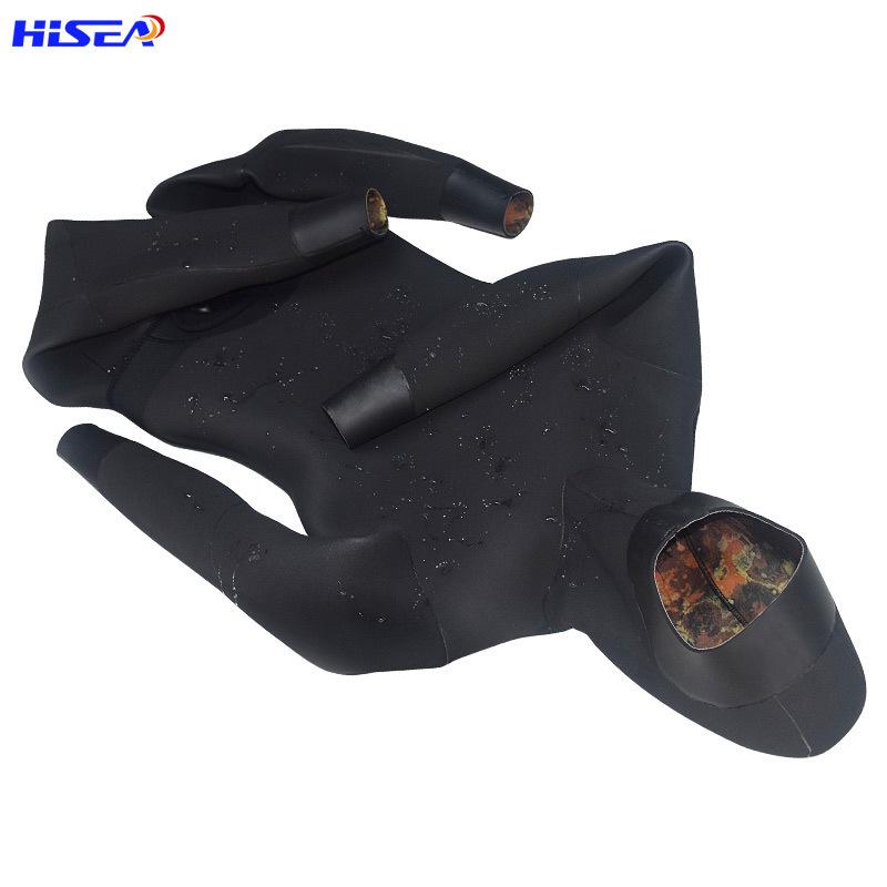 7mm Camouflage Freediving Wetsuit: Warm, Long Sleeve, Two-Piece for Deep Diving