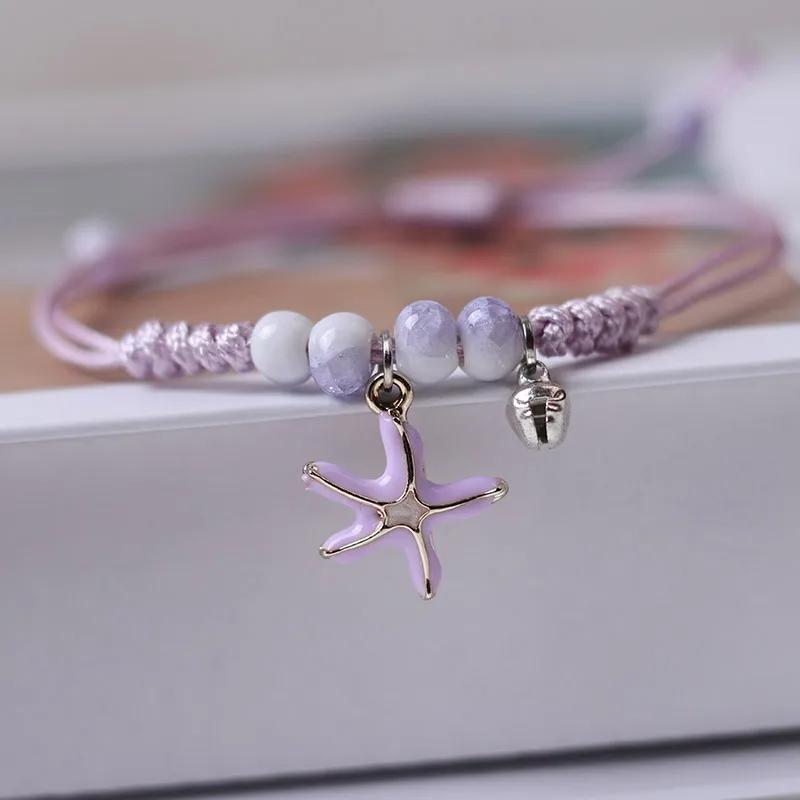 Creative Handmade Starfish Shells Pearl Pendant Adjust Bracelet Anklet Friendship Bracelets On Hand For Woman Luxury Jewelry New