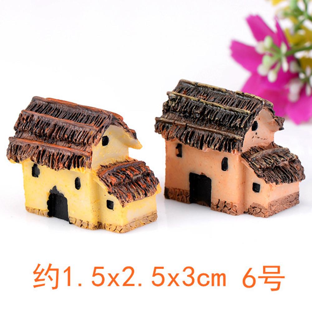 Micro Landscape Thatched Cottage House Creative Crafts Zakka Style Resin Miniature Garden Figurine