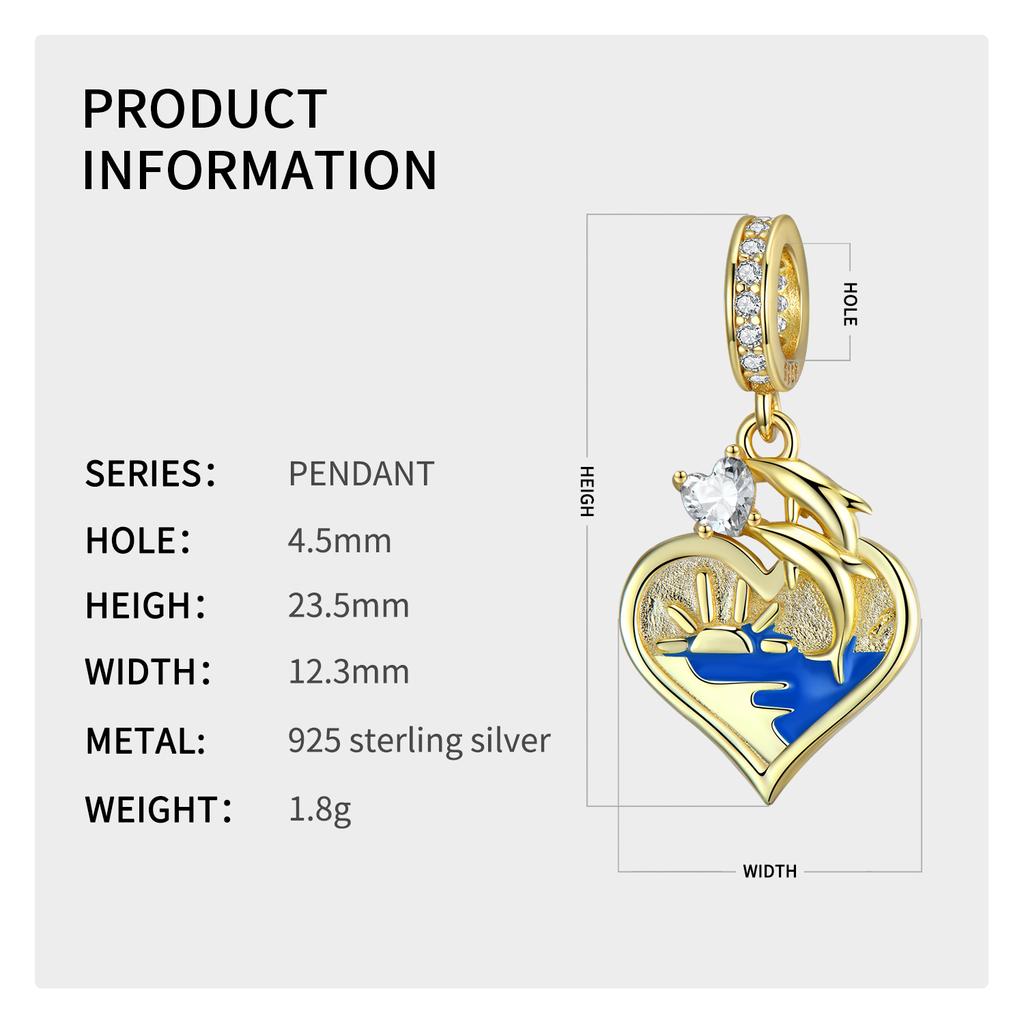 Skaczący delfin Heart Shell Charm koraliki autentyczne 925 srebro koraliki z cyrkoniami biżuteria damska drobne akcesoria