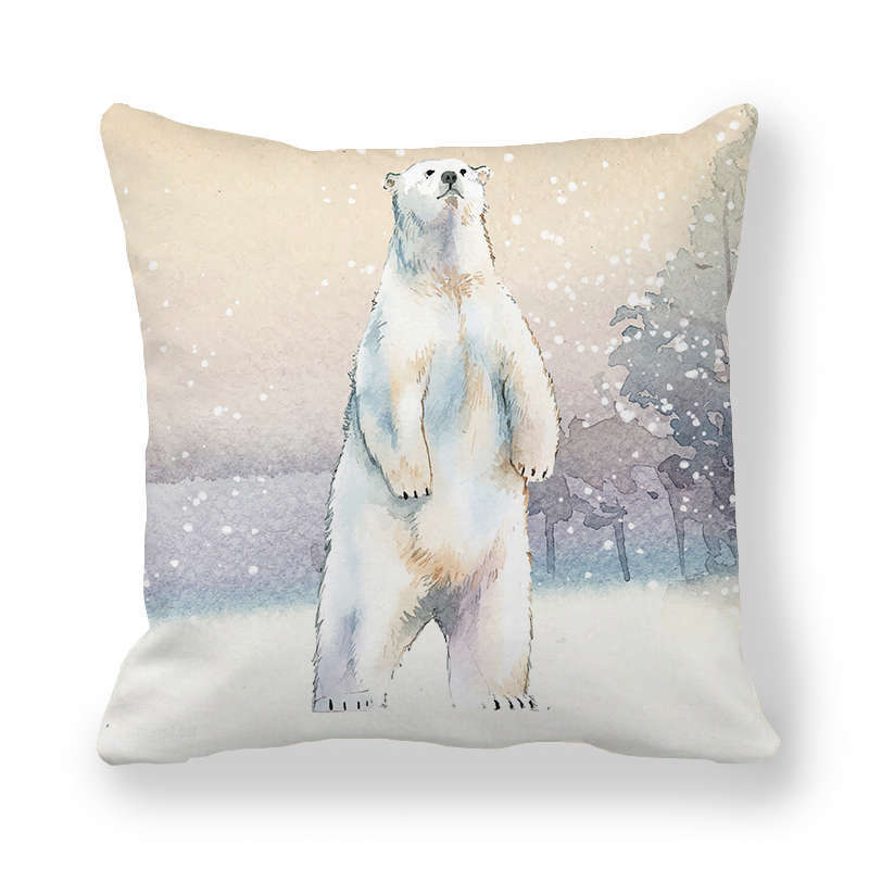 Icy And Snowy Animal Patterns Digital Printing Short Plush Pillow Covers For Car Sofa Office Cushion Cover Home Goods