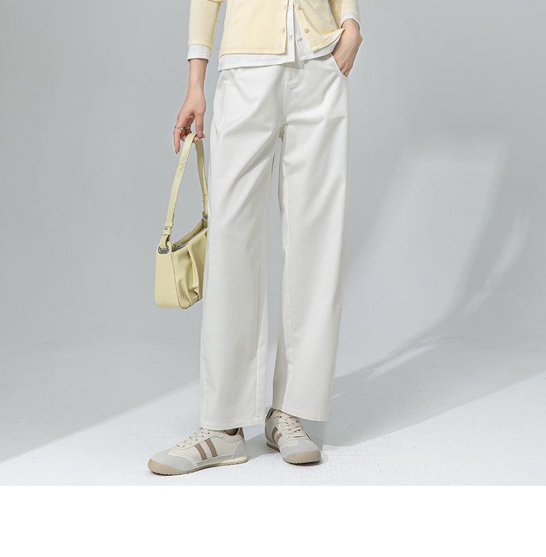Guang Mei Women's Petite Navy Blue Slimming Tencel Cotton Scythe Pants - Spring Nine-point Drape Suit Style