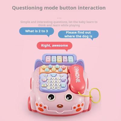 Children's Toy Telephone Simulation Landline Baby Educational Early Education Baby Music Story Cable Phone Car
