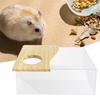 Yousheng Hamster Sandbox Transparent Visible Large Space Smooth Edge Burr Free Lid Design Take Bath Wood Hamster Shower Bathtub Sandbox Cage
