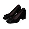 Autumn Fashion Square Buckle Velvet Single Shoes New Temperament Square Head Shallow Mouth Not Tired Feet Thick Heels High Heels Women