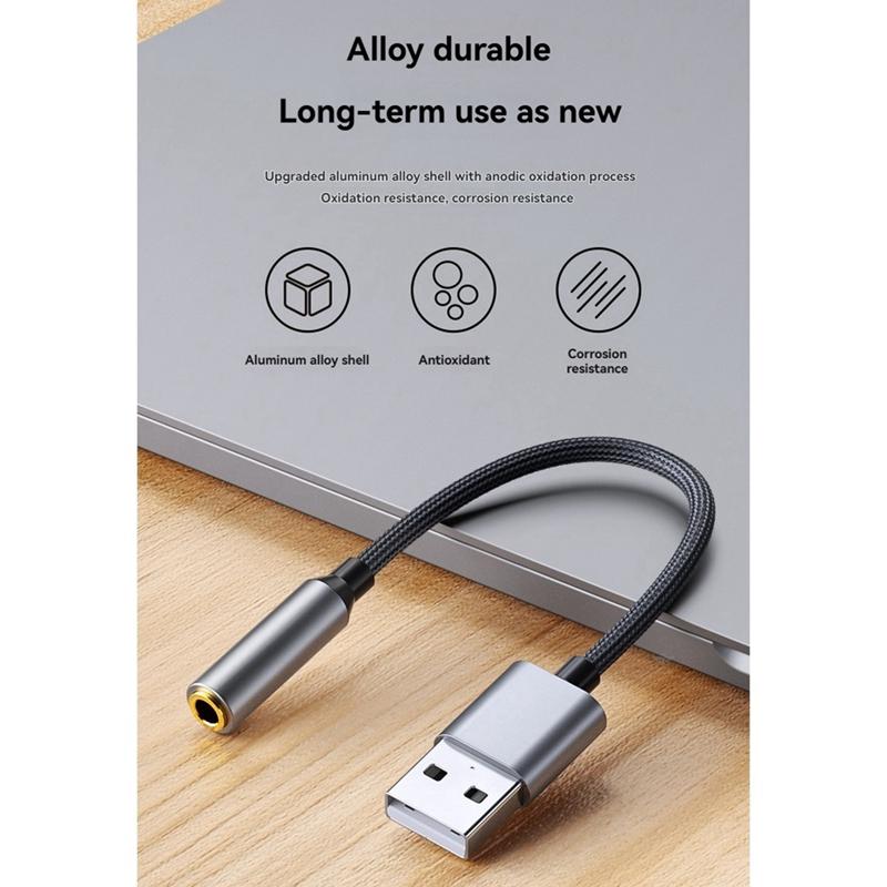 B03B-USB zu 3,5mm Klinke Audio-Adapter USB zu Audio-Klinken-Adapter Headset USB A zu 3,5mm Buchse Externe Stereo-Soundkarte
