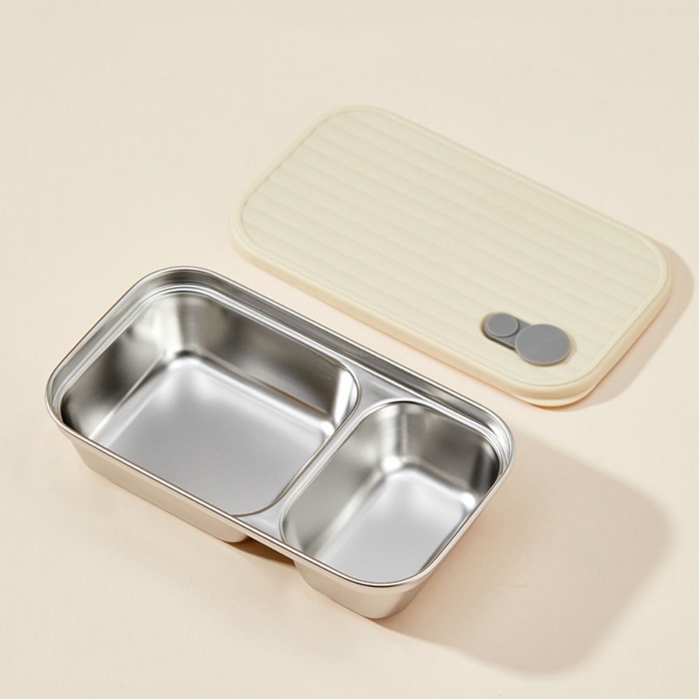 Boîte à déjeuner en acier inoxydable avec joint en silicone, simple/double compartiment, plateau alimentaire de voyage, bureau