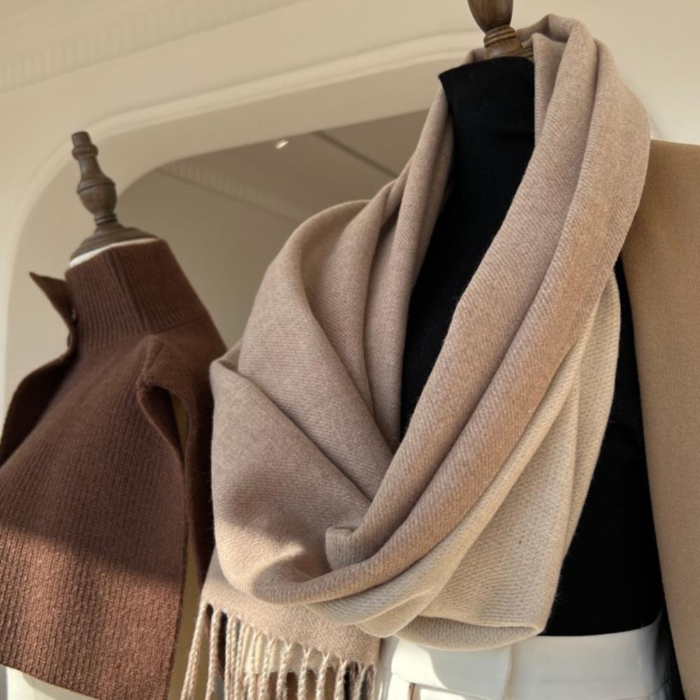 Warm Imitation Wool Scarf Two-sided Winter Long Shawl Classic Cashmere Shawl  Autumn Winter