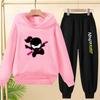 Felpa con Cappuccio Bambino Stampa Ninja per Bambini 3-12 Anni Ragazzi Ragazze Cappotto per Bambini Set Felpa Nera Casual alla Moda + Pantaloni