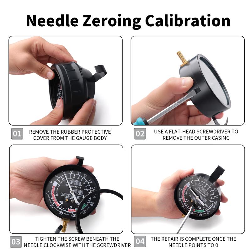 Exhaust Back Pressure Gauge Automobile Exhaust Gas Pressure Gauge Exhaust Pipe Detector Auto Repair Vacuum Gauge