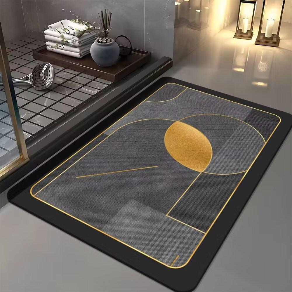 60*90cm Luxury Diatomite Bath Mat - Thick, Absorbent, and Quick-Drying, with A Non-Slip Rubber Base, Suitable for Bathroom Entrances and Entry Doors