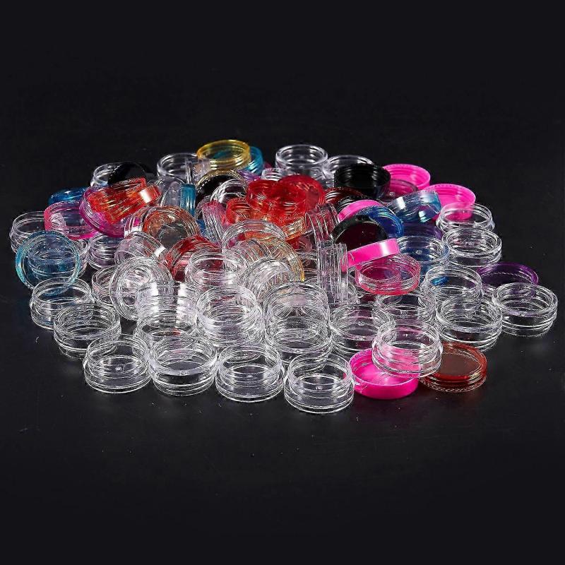 50 Pieces Plastic Pot Jars Empty Cosmetic Container With Lid For Creams Sample Make-up Storage, 5 G, 10 Colors