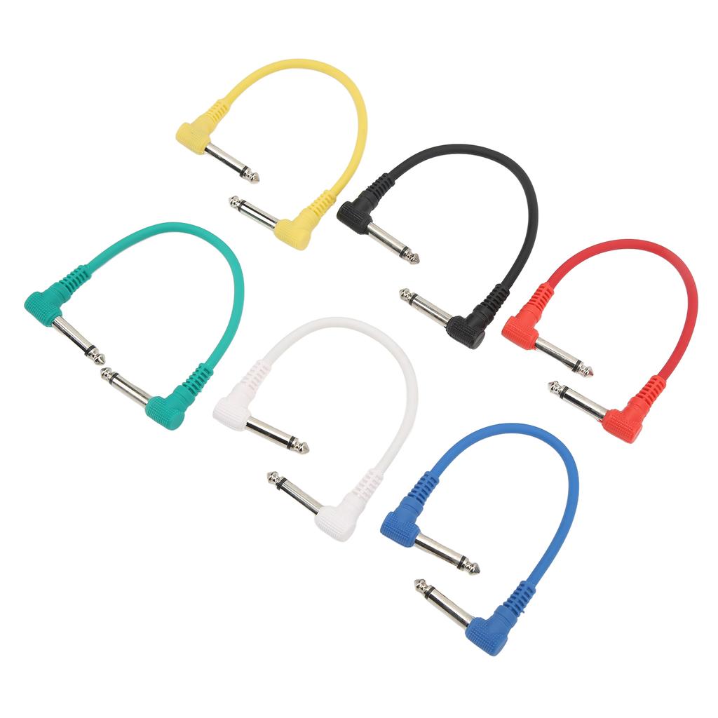 6Pcs Guitar Effect Cable Right Angle Universal Instrument Patch Cables for Pedals 6.35mm