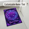 Purple Leopard Theme Soft Crystal Velvet Rug Custom Name & Text Print Non Slip Floor Rug for Bedroom Living Room