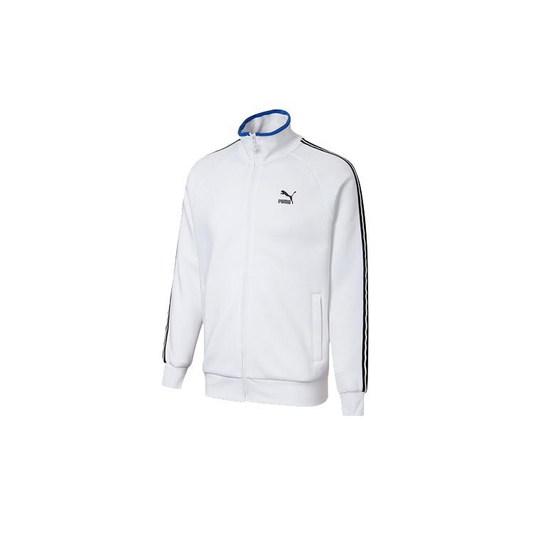 PUMA Stand Collar Colorblock Logo Casual Jacket White Men s 598135-02 M