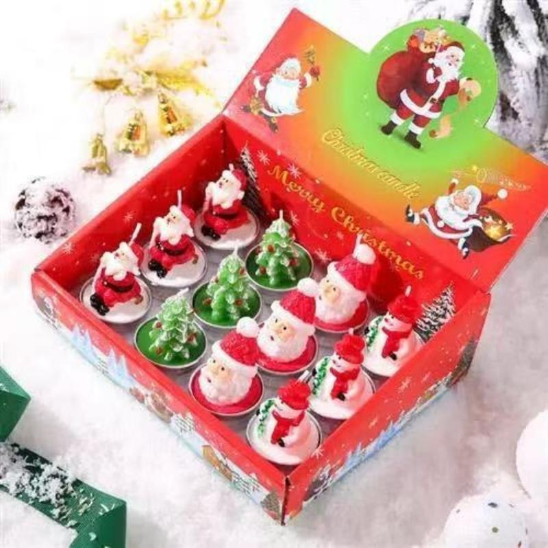 3Pcs Christmas Tree Scented Candle Handmade Santa Claus Cute Soy Wax Candles Snowman Wedding Candles Home Decoration Party Xmas