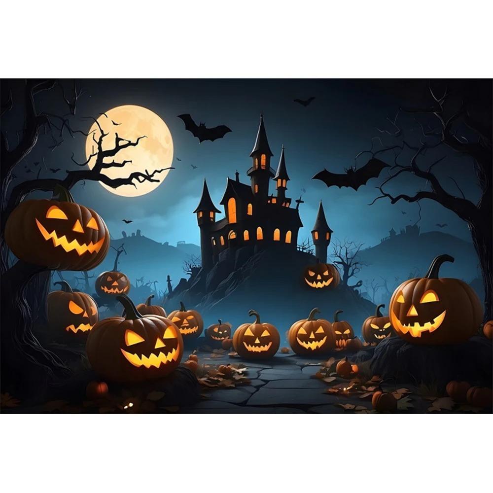 Halloween home party decoration hanging cloth horror cemetery castle pumpkin head hanging cloth room decoration background cloth