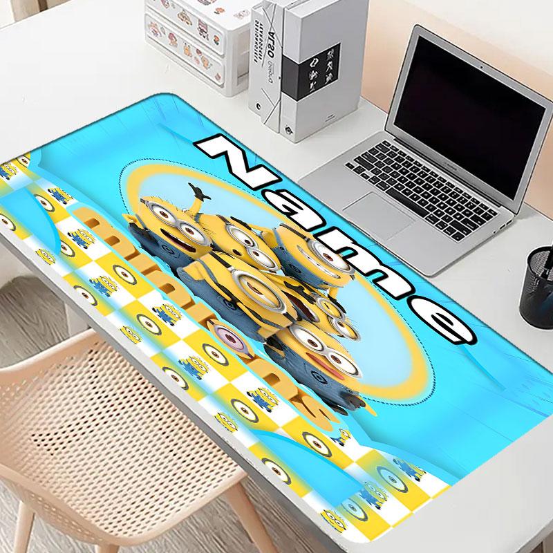 Custom Name Personalized Minions Pattern Mousepad, Laptop PC Desk Mat, Decorative Desk Mat for Home Keyboard Pad Gift