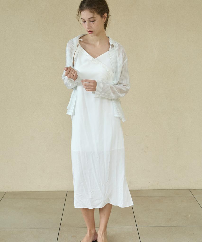 WIOE Roman Silky Sleeveless Dress_White