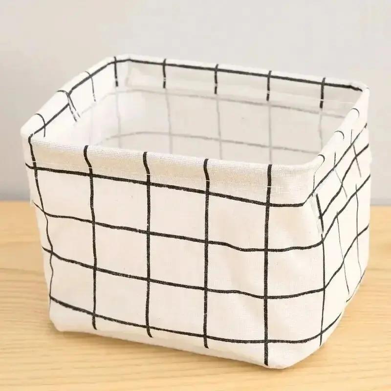 

1pc Cotton Linen Desktop Sundries Basket Storage Box Cosmetic Toy Organizer Underwear Socks Clothes Storagebag