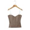 Retro Spicy Girl Off-Shoulder Fishbone Camisole: Women's Strapless Waist-Cinching Spliced Two-Piece Vest