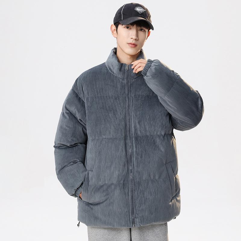 Winter new fashion casual sports padded jacket men's stand-up collar warm color matching padded jacket women's couple youth padded jacket