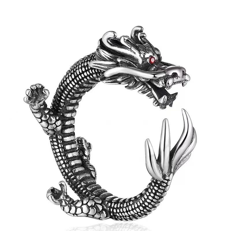 

Buyee 925 Sterling Silver Unique Male Ring Finger for Women Men Fashion Chinese Dragon Animal Rock Punk Fine Jewelry Circle resizable срібний