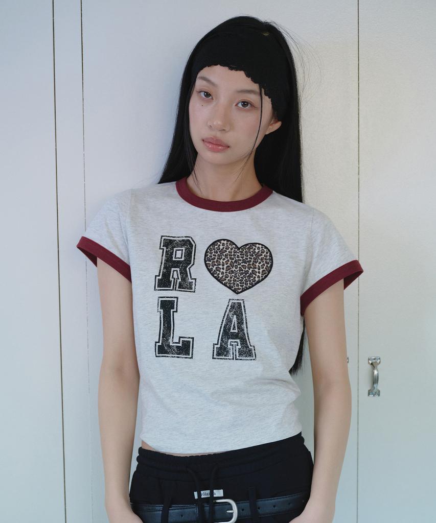 ROLAROLA I Love Rola Patchwork Ringer T-Shirt M/Gray