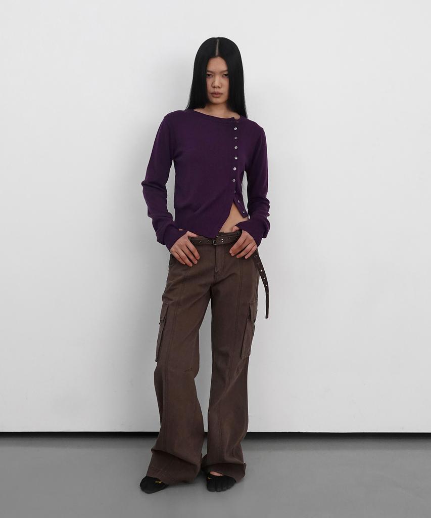 Saendeulig Wide Bootcut Cotton Pants_Brown