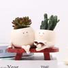 Mother Daughter Reading Succulent Flower Pot Resin Decor For Home Garden Gift