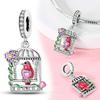 Authentic Original Purple Owl Butterfly Charm Bead Components Hollowed-out Spider Bead Components Compatible With Copper Metal Bracelet High Quality