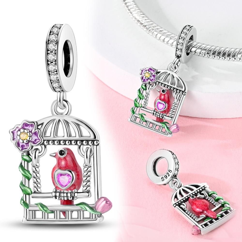 Authentic Original Purple Owl Butterfly Charm Bead Components Hollowed-out Spider Bead Components Compatible With Copper Metal Bracelet High Quality