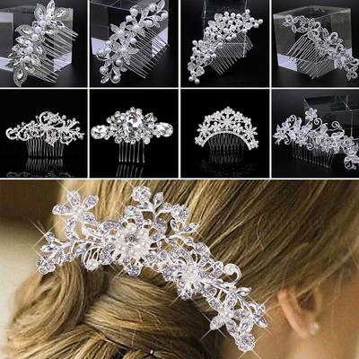 Joyas de Moda de Hoja Peine para el Cabello de Novia Pasadores para el Cabello de Dama de Honor Pasador de Perlas Tiaras de Novia para Bodas