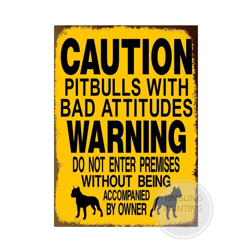 1pc Warning Dog Metal Tin Signs Vintage Poster Beware Of Dog Retro Sign Wall Stickers For Garden Family House Door Decoration