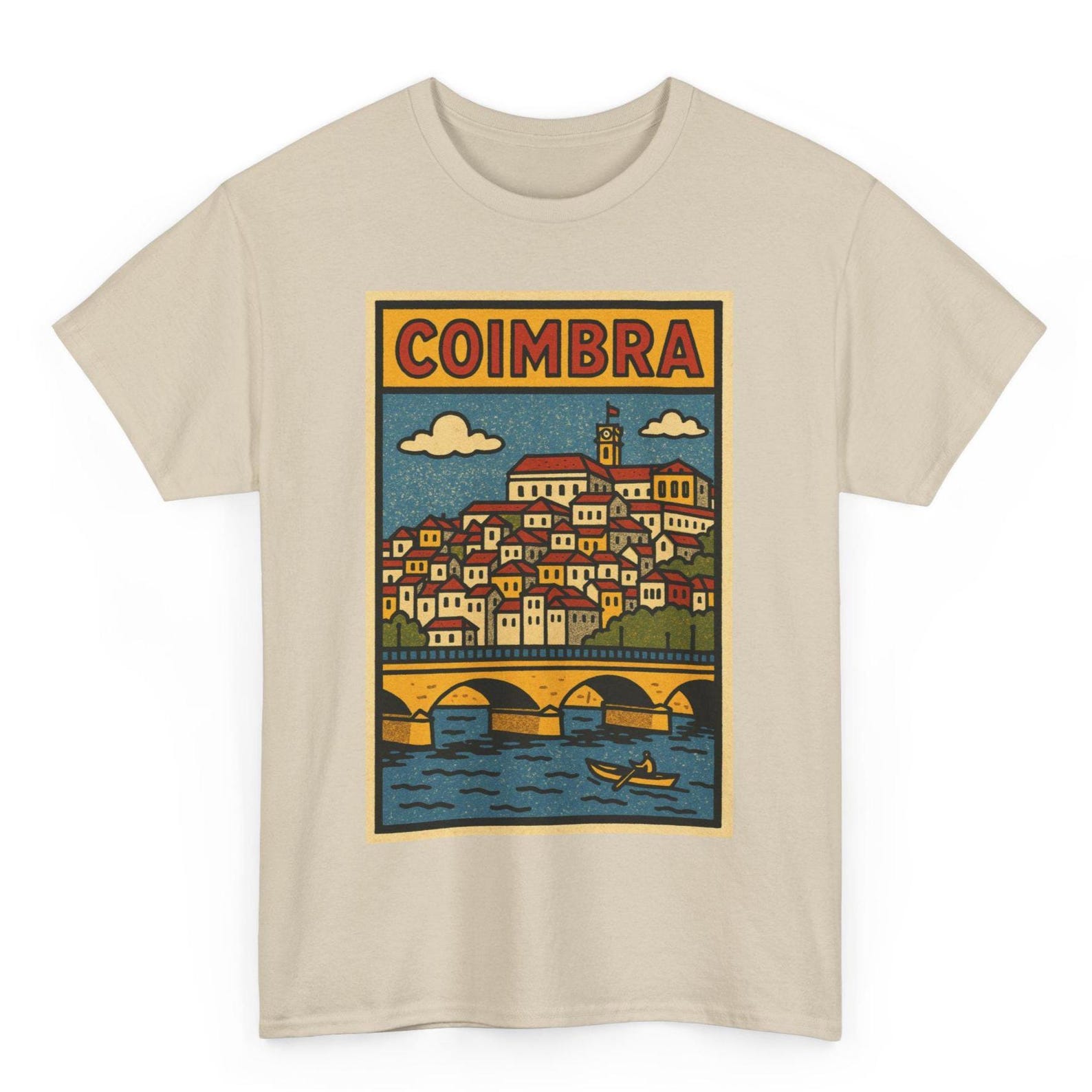 Coimbra Portugal T-Shirt: Retro Comic Style Travel Tee XL