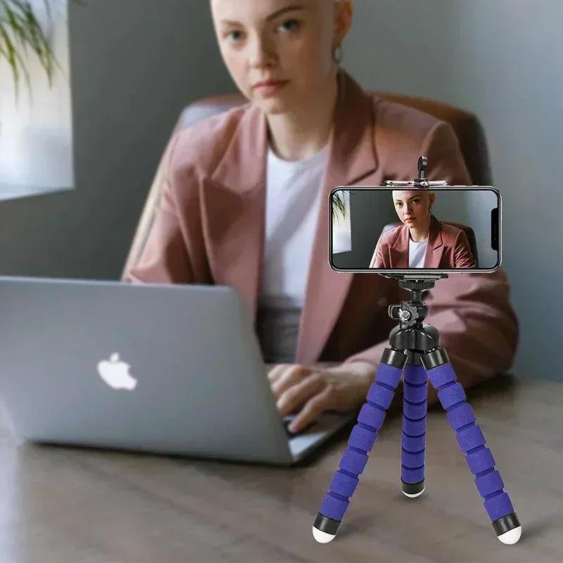 Universal Lazy Octopus Tripod with Phone Clip Portable Flexible Holder for iPhone 15 iPad Xiaomi Mobile Devices and Cameras