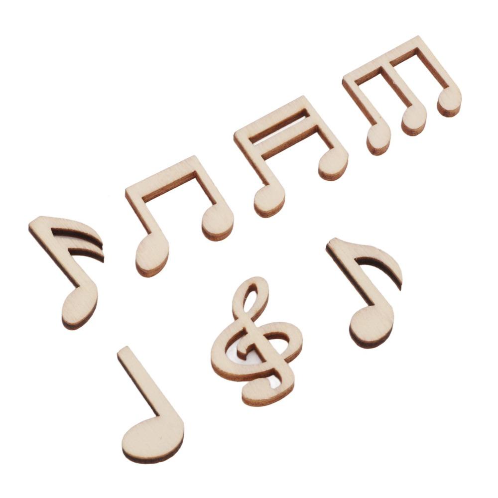 100pcs Unfinished Wood Musical Note Wood Pieces Mixed Decorative Wood Pieces Wooden Music Note Easy Painting
